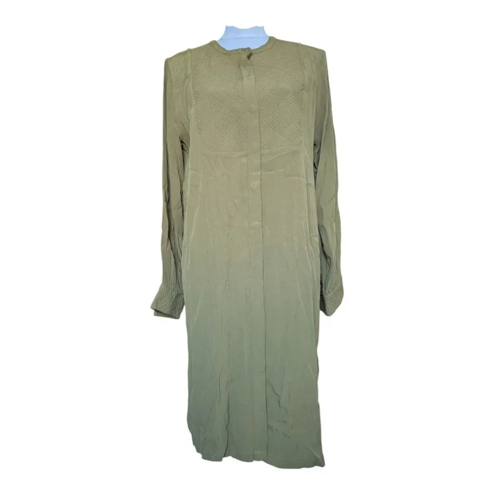 Masai Copenhagen Olive Green 💚 Shirt Dress Button Down M W Slits - Picture 10 of 10